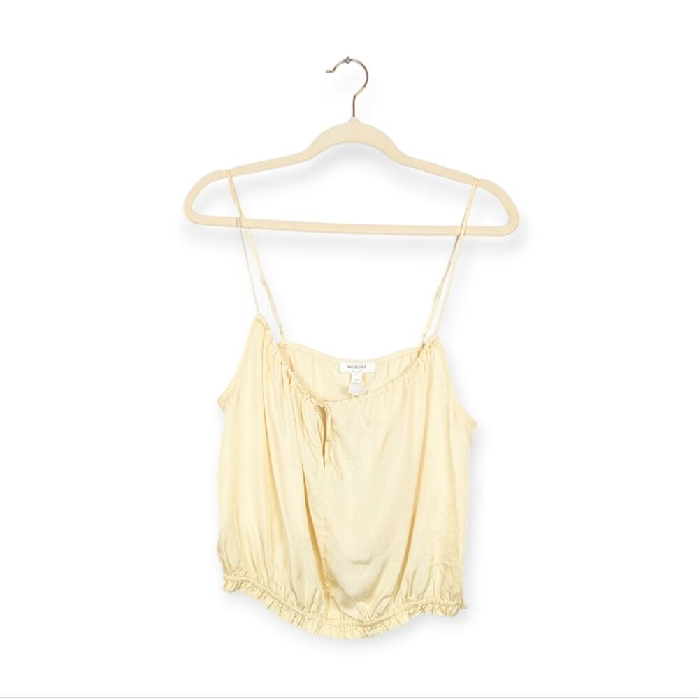 Weekend Los Angeles Cami L Moonstone Yellow Cropped Minimalist NWT